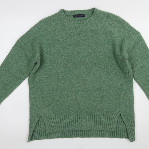 Marks and Spencer Women's Green Crew Neck Boucle Knit Jumper Size M