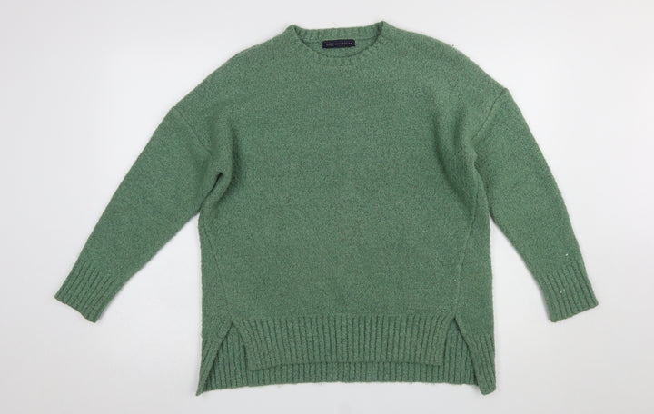 Marks and Spencer Women's Green Crew Neck Boucle Knit Jumper Size M