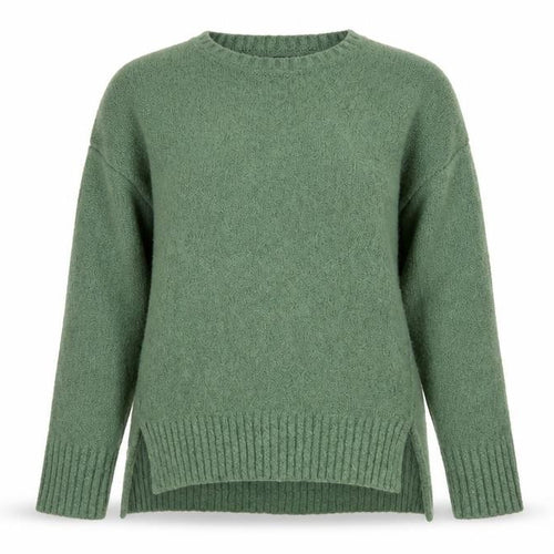 Marks and Spencer Women's Green Crew Neck Boucle Knit Jumper Size M