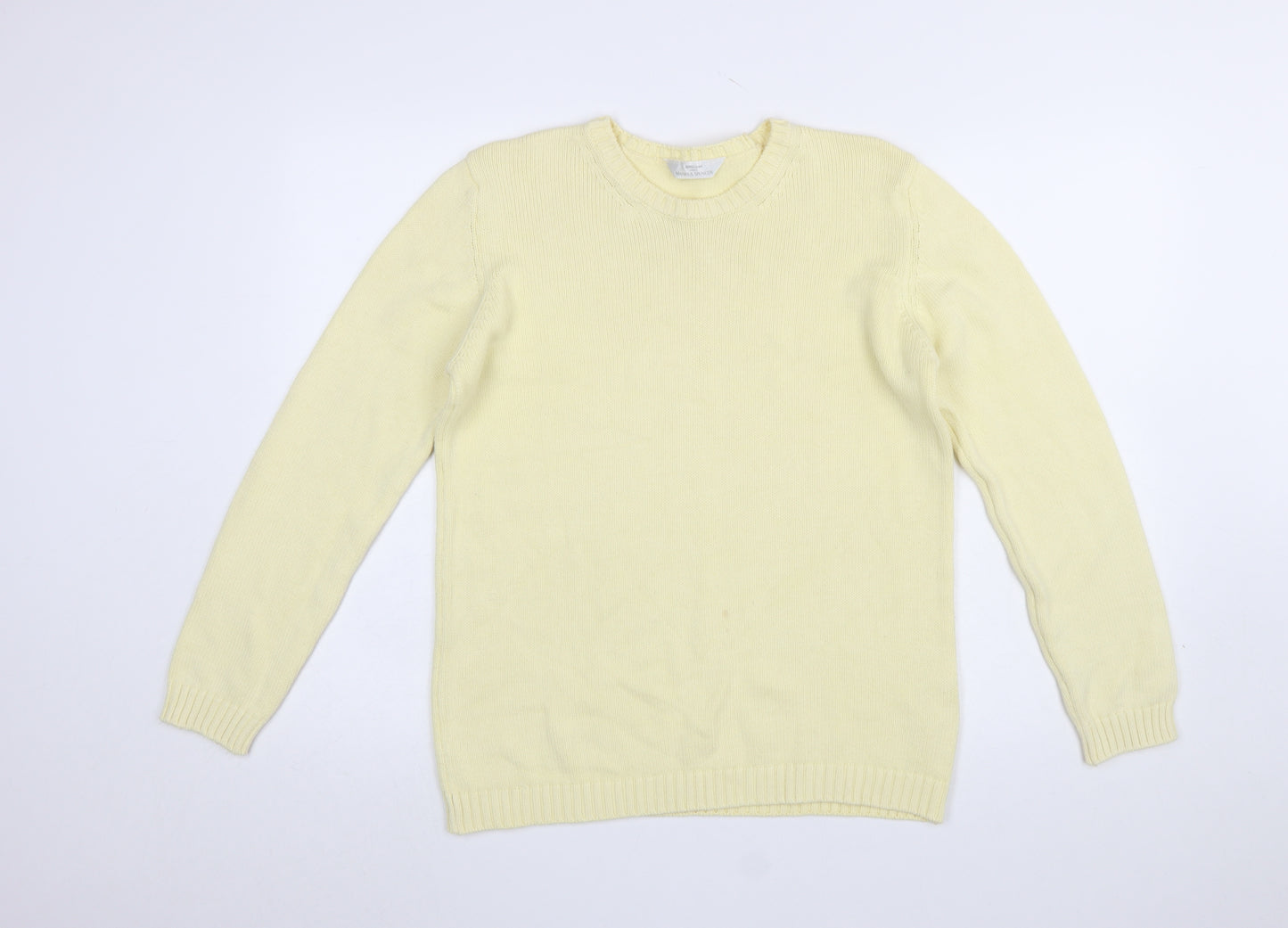 Marks & Spencer Women’s Beige Cotton Crew Neck Jumper Size 12
