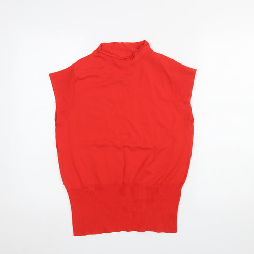 Next Women’s Red Mock Neck Sleeveless Knit Jumper Size 14
