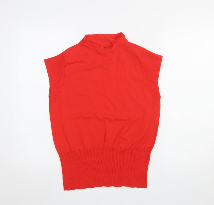 Next Women’s Red Mock Neck Sleeveless Knit Jumper Size 14