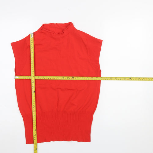 Next Women’s Red Mock Neck Sleeveless Knit Jumper Size 14