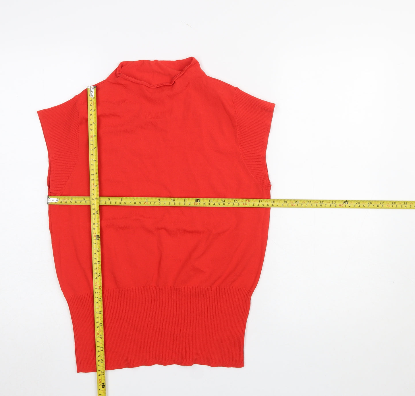 Next Women’s Red Mock Neck Sleeveless Knit Jumper Size 14