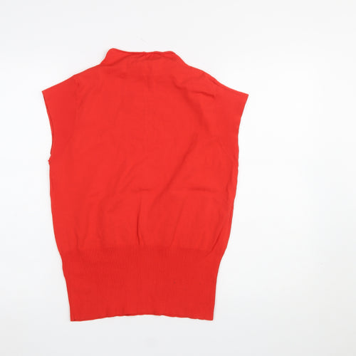Next Women’s Red Mock Neck Sleeveless Knit Jumper Size 14