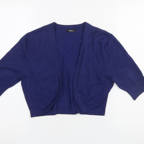 M&Co Women Blue Size 14 3/4 Sleeve Open Knit Cardigan