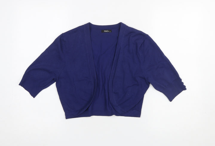 M&Co Women Blue Size 14 3/4 Sleeve Open Knit Cardigan