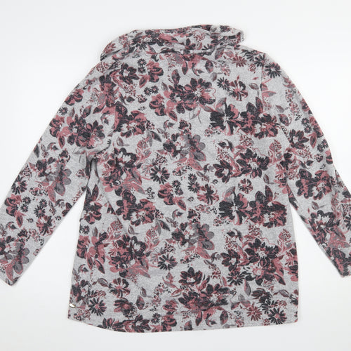 TIGI Women's Grey Floral Cowl Neck Tunic Top Size 14