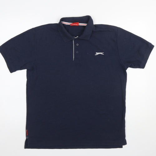 Slazenger Men's Blue Polo Shirt L Regular Fit Sports Casual