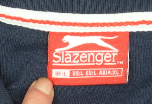 Slazenger Men's Blue Polo Shirt L Regular Fit Sports Casual