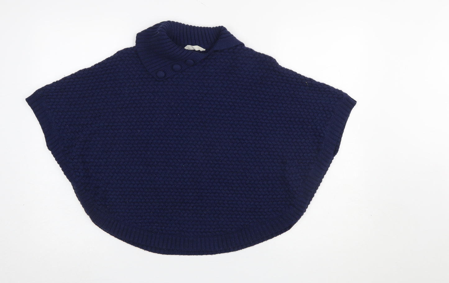 John Lewis Girls Blue Knit Poncho 9-10 Years Acrylic Wool Blend
