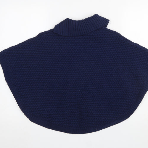 John Lewis Girls Blue Knit Poncho 9-10 Years Acrylic Wool Blend