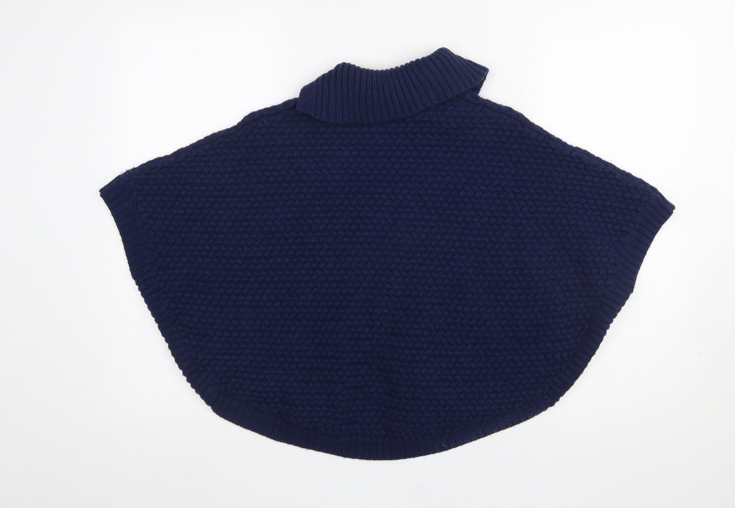 John Lewis Girls Blue Knit Poncho 9-10 Years Acrylic Wool Blend