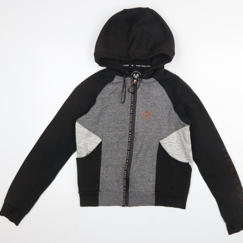 Pink Soda Sport Women Black & Grey Full Zip Hoodie UK 10