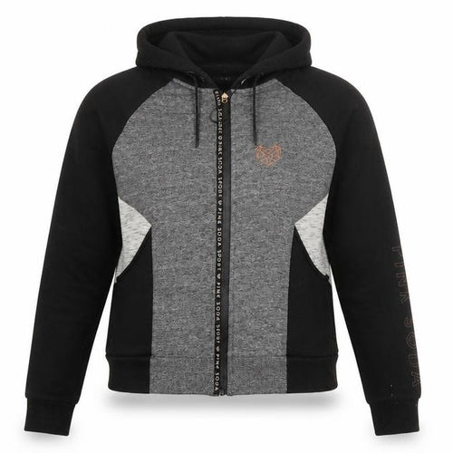 Pink Soda Sport Women Black & Grey Full Zip Hoodie UK 10