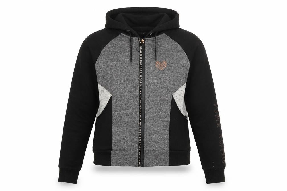 Pink Soda Sport Women Black & Grey Full Zip Hoodie UK 10