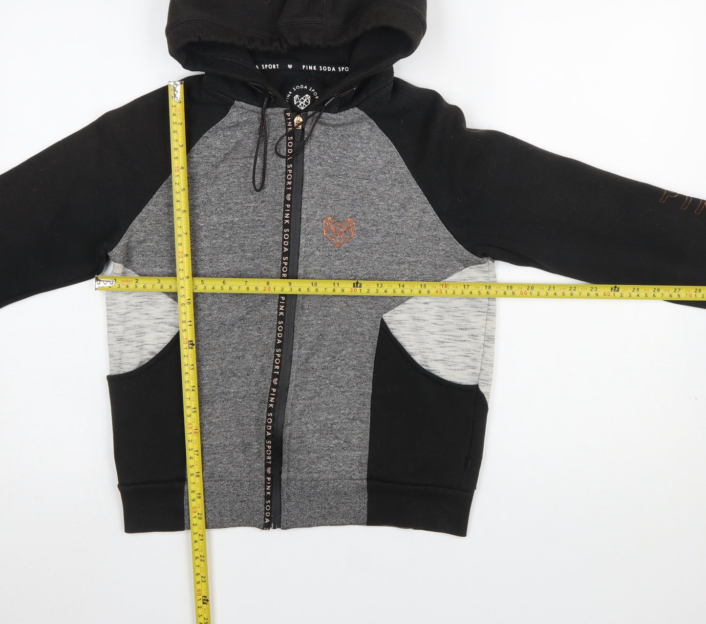 Pink Soda Sport Women Black & Grey Full Zip Hoodie UK 10