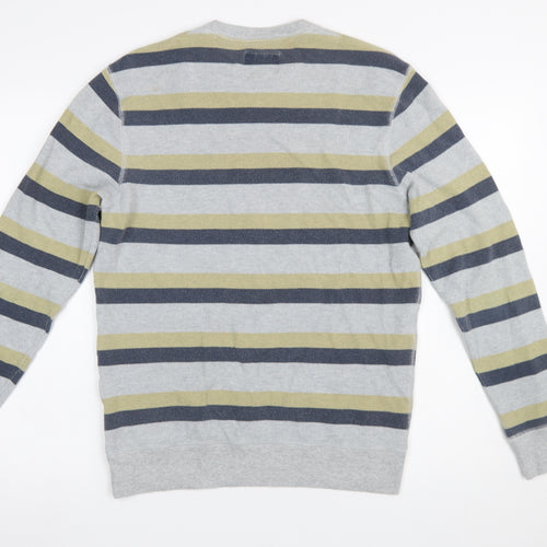 Jack Wills Mens Grey Striped Pullover Sweatshirt Size S