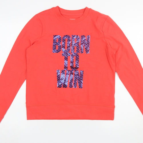 Piazza Italia Women Red Crew Neck Long Sleeve Pullover Sweatshirt M