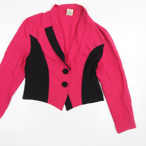 C&A Yessica Women’s Pink Black Colourblock Tuxedo Blazer Size 14