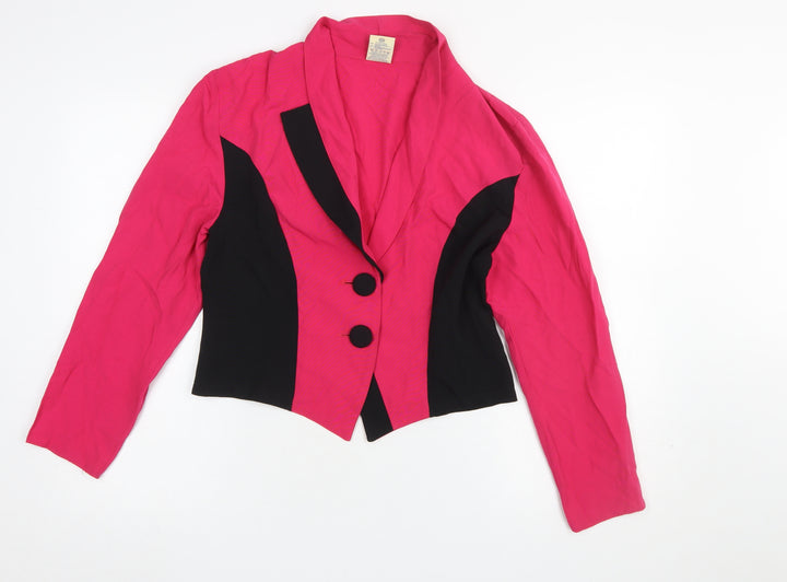C&A Yessica Women’s Pink Black Colourblock Tuxedo Blazer Size 14