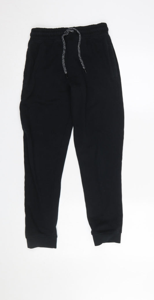 NEXT Boys Black Jogger Trousers 12 Years Cotton Blend Fleece Easy Care