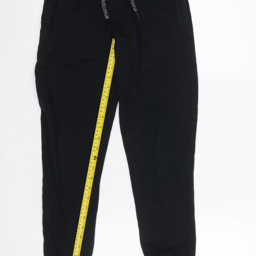 NEXT Boys Black Jogger Trousers 12 Years Cotton Blend Fleece Easy Care