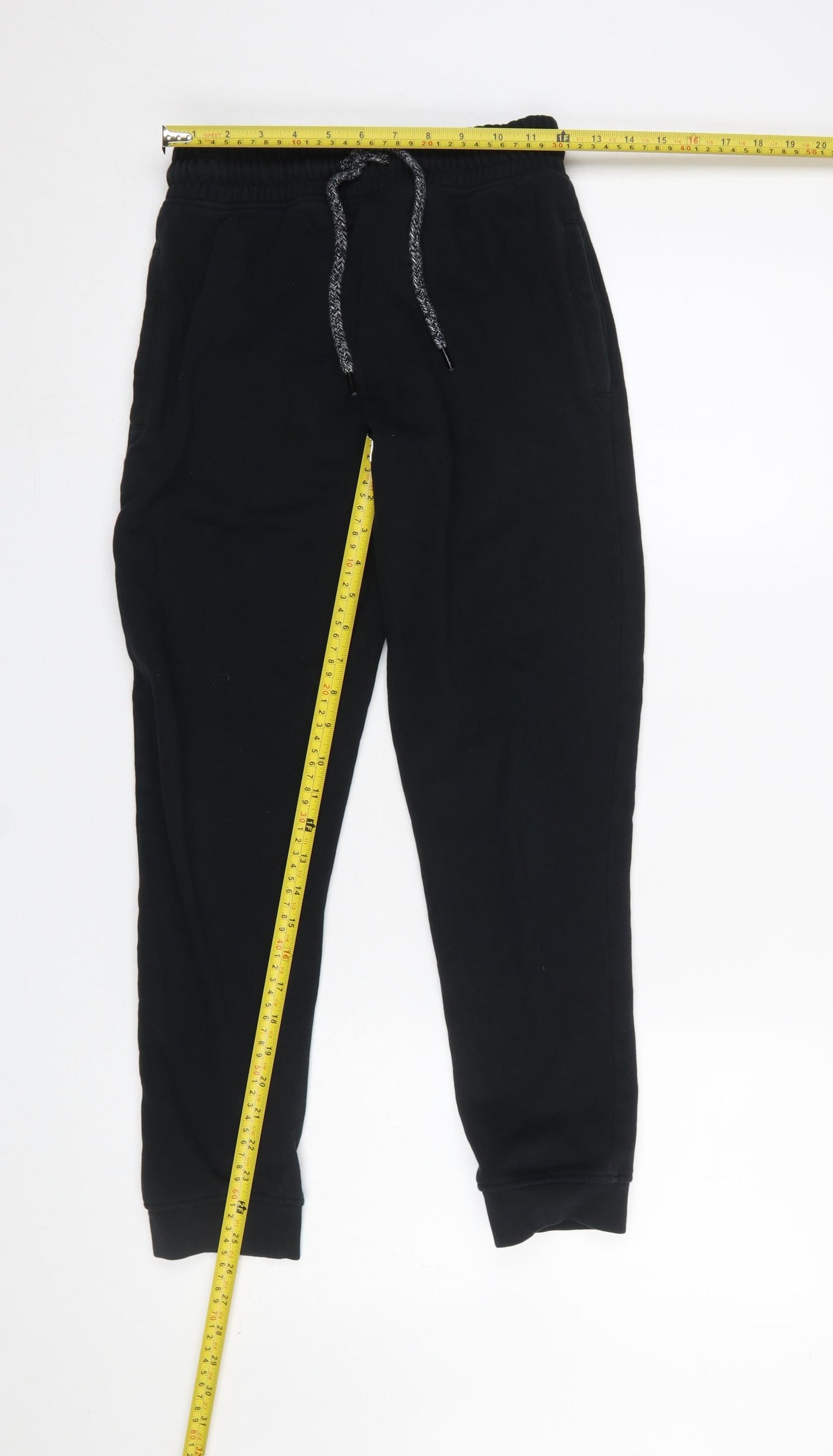 NEXT Boys Black Jogger Trousers 12 Years Cotton Blend Fleece Easy Care