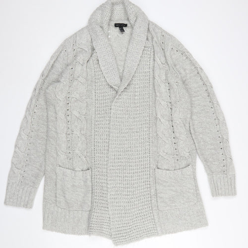 New Look Women’s Grey Cable Knit Long Sleeve Open Cardigan Size L