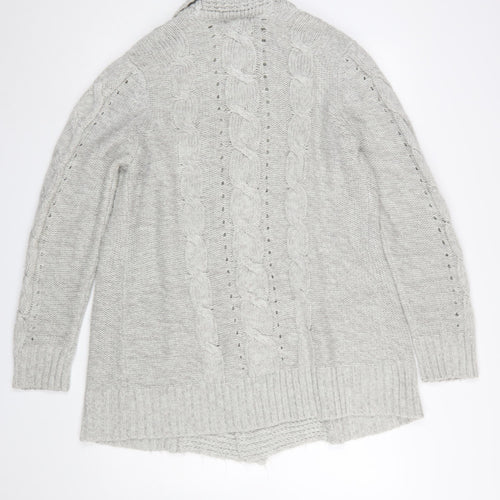 New Look Women’s Grey Cable Knit Long Sleeve Open Cardigan Size L