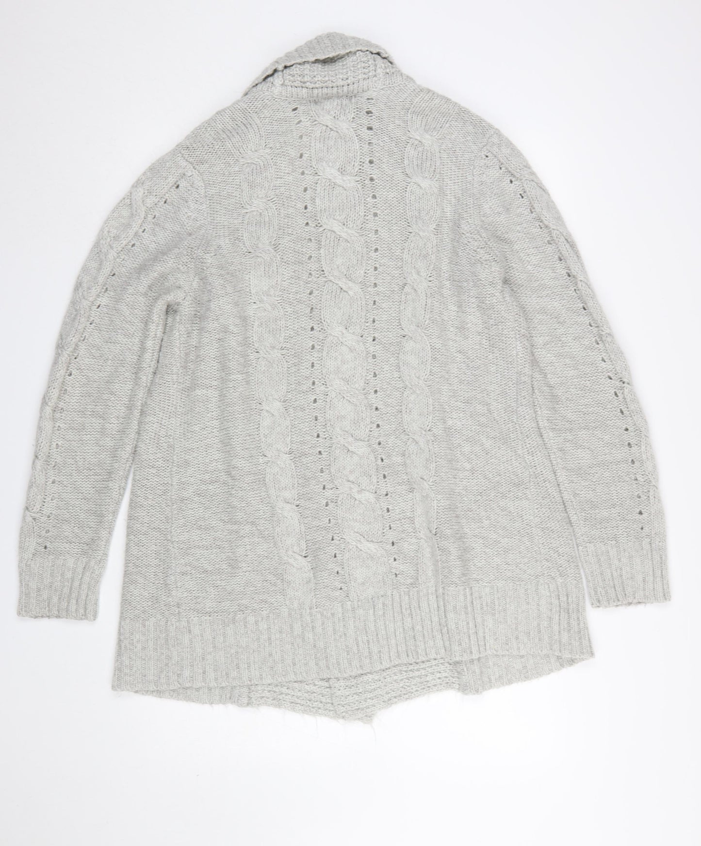 New Look Women’s Grey Cable Knit Long Sleeve Open Cardigan Size L