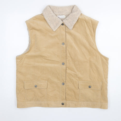 Bonmarché Women Beige Waistcoat XL Cotton Corduroy Lined Gilet