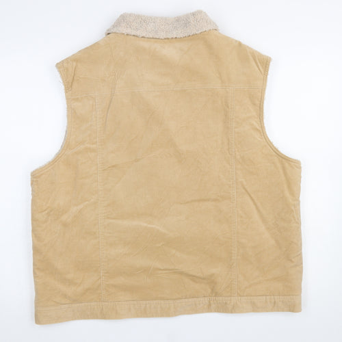 Bonmarché Women Beige Waistcoat XL Cotton Corduroy Lined Gilet