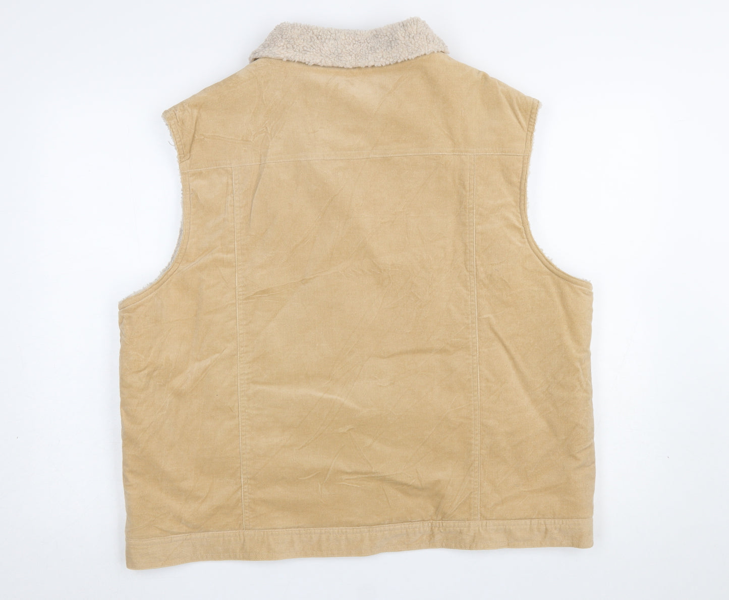Bonmarché Women Beige Waistcoat XL Cotton Corduroy Lined Gilet