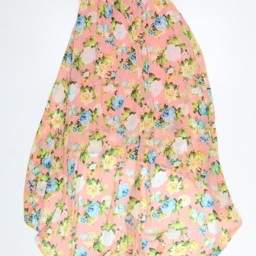 Forever 21 Women’s Pink Floral Hi-Low Strapless Chiffon Dress Size S