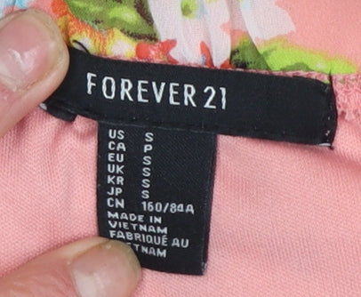 Forever 21 Women’s Pink Floral Hi-Low Strapless Chiffon Dress Size S