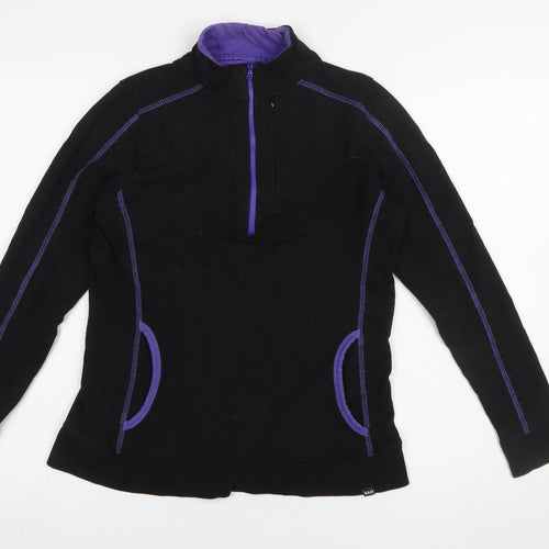 BAM Women's Black Purple 1/2 Zip Sweatshirt Size 8 Organic Cotton Blend