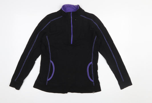 BAM Women's Black Purple 1/2 Zip Sweatshirt Size 8 Organic Cotton Blend