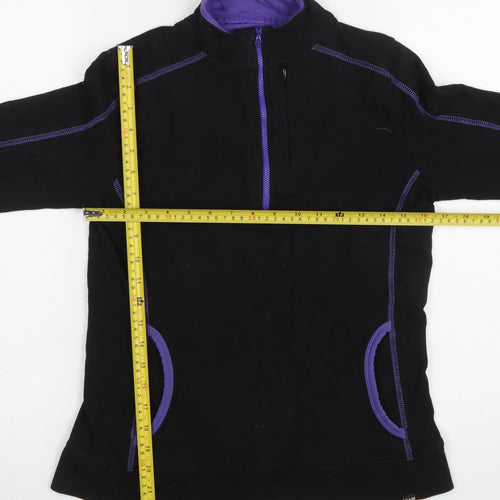 BAM Women's Black Purple 1/2 Zip Sweatshirt Size 8 Organic Cotton Blend