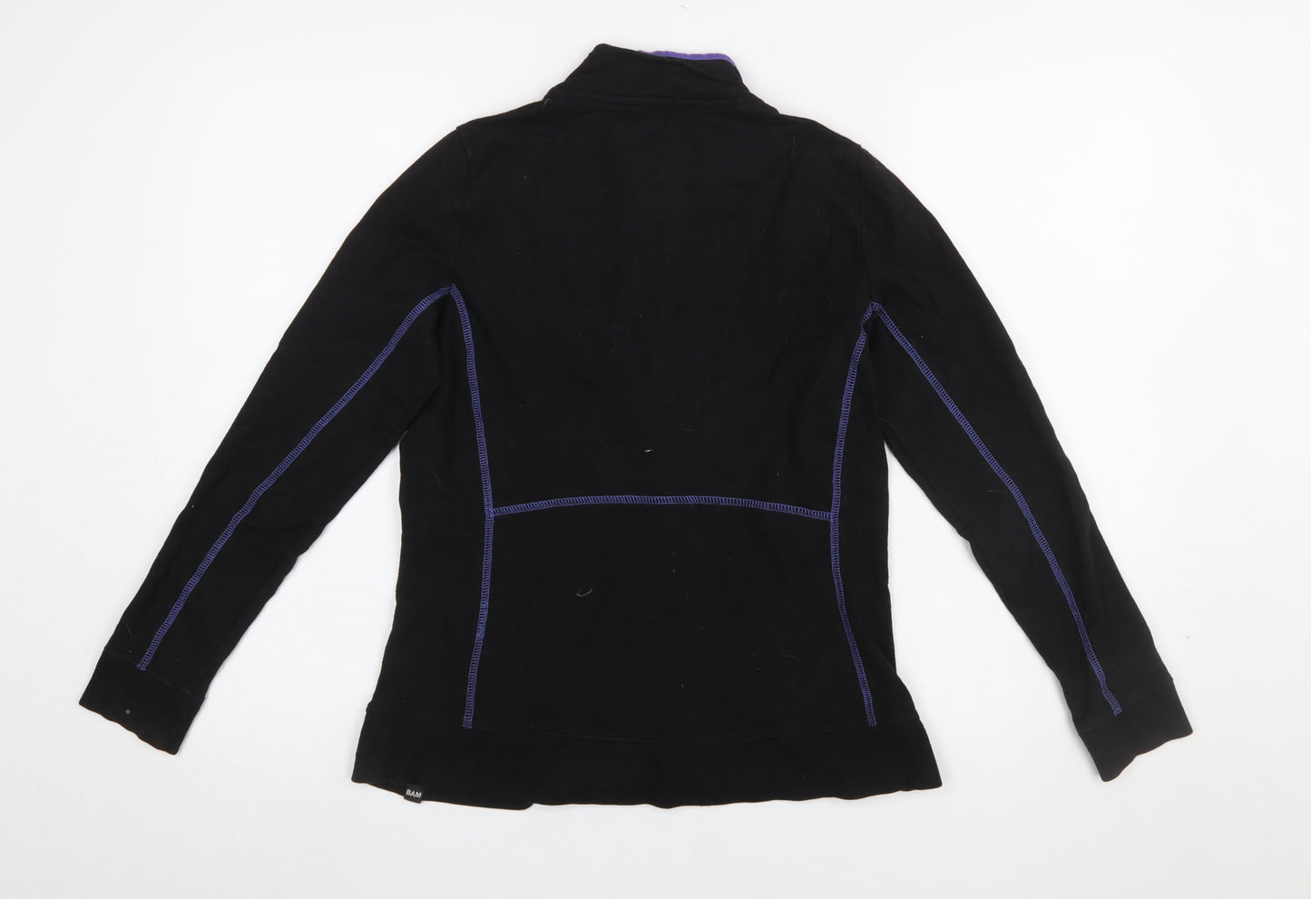BAM Women's Black Purple 1/2 Zip Sweatshirt Size 8 Organic Cotton Blend