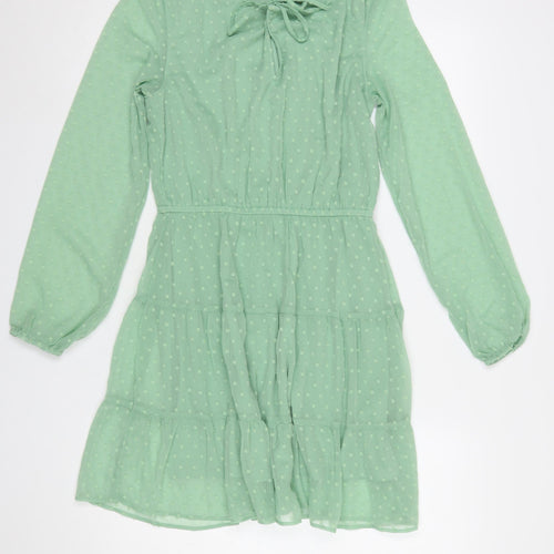 H&M Divided Women's Green A-Line Short Dress Size 10 Long Sleeve