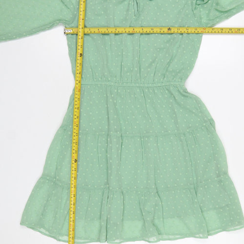 H&M Divided Women's Green A-Line Short Dress Size 10 Long Sleeve