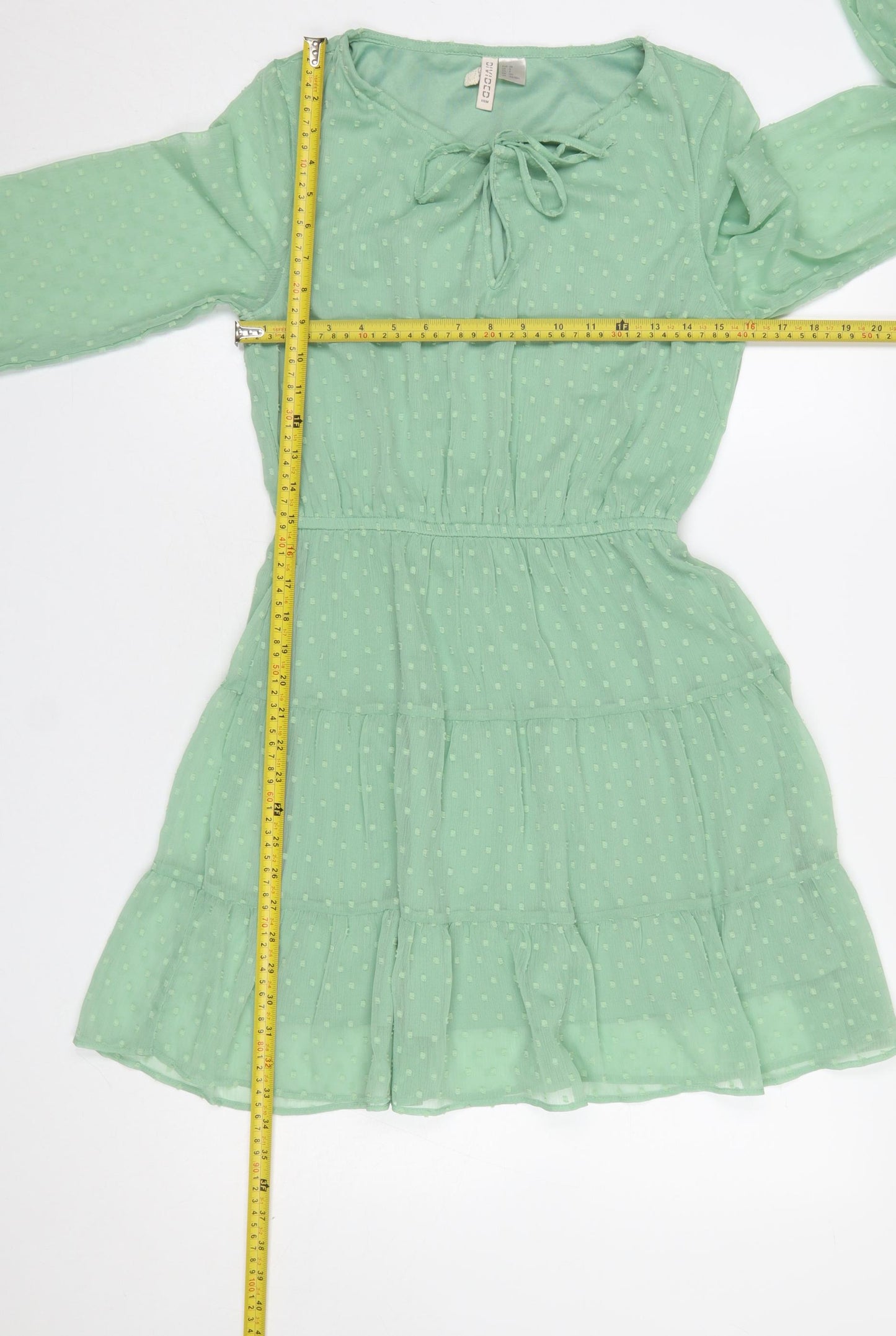 H&M Divided Women's Green A-Line Short Dress Size 10 Long Sleeve