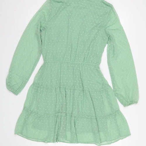 H&M Divided Women's Green A-Line Short Dress Size 10 Long Sleeve