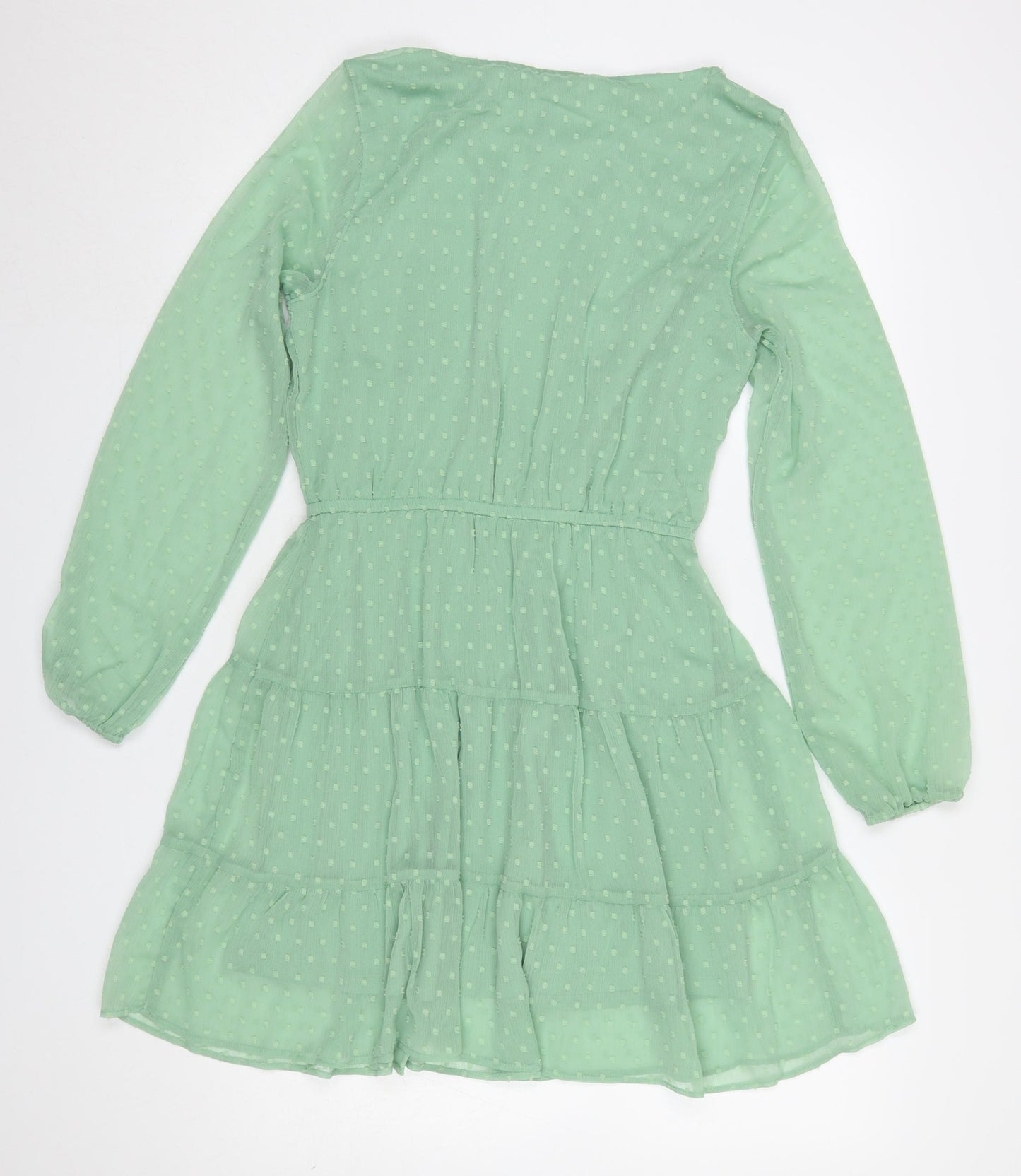 H&M Divided Women's Green A-Line Short Dress Size 10 Long Sleeve