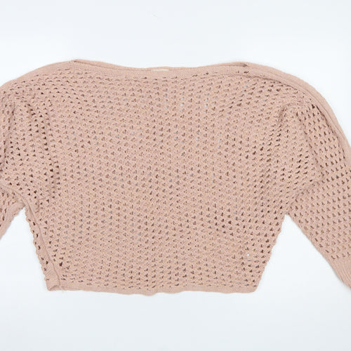 River Island Women’s Beige Open-Knit Boat Neck Jumper Size 12