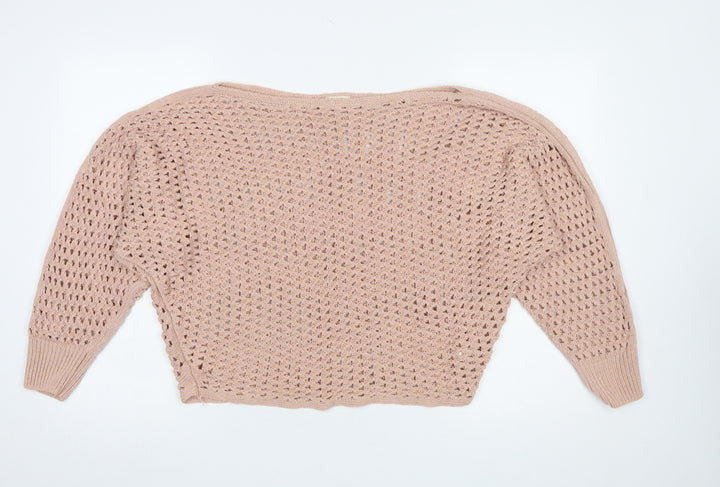 River Island Women’s Beige Open-Knit Boat Neck Jumper Size 12
