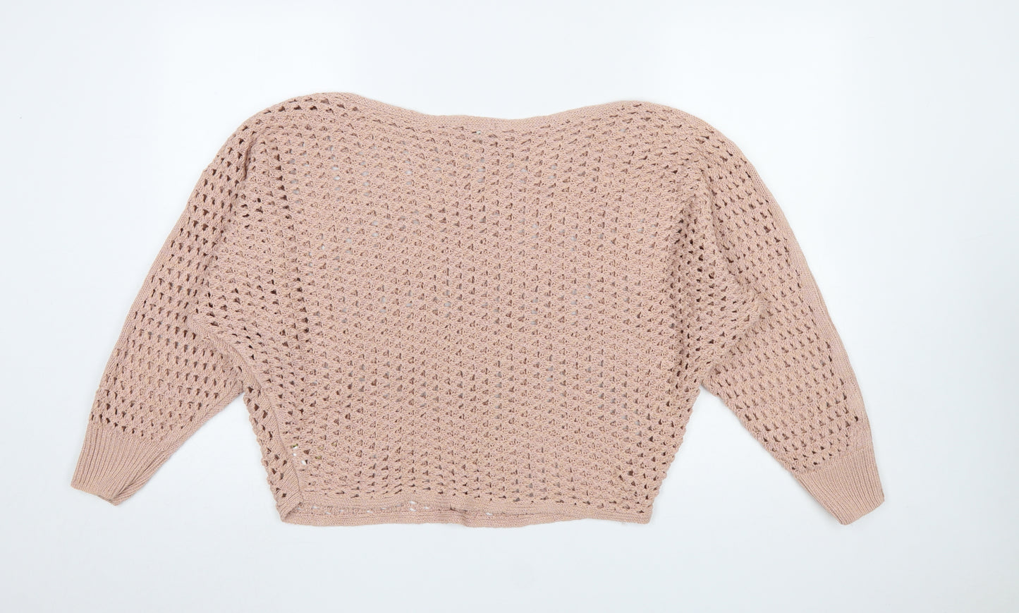 River Island Women’s Beige Open-Knit Boat Neck Jumper Size 12