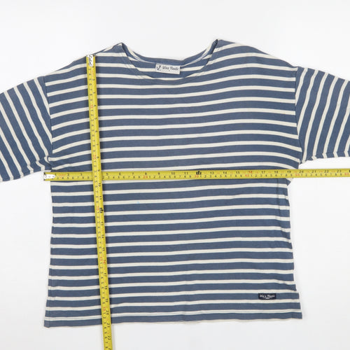 Wins Nautic Women's Blue Striped Long Sleeve Cotton T-Shirt Size L
