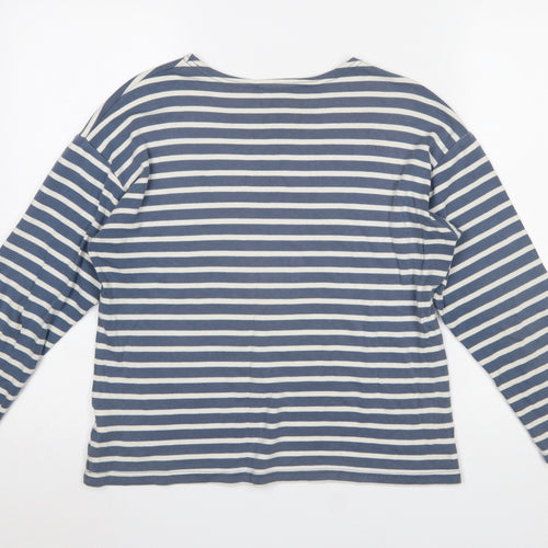 Wins Nautic Women's Blue Striped Long Sleeve Cotton T-Shirt Size L